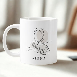 Personalisierter Hijab-Linienkunst-Becher Koranver Jumbo-Tasse