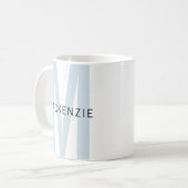 Personalisierter Himmelblauer Monogramm-Becher als Kaffeetasse (Vorderseite Links)