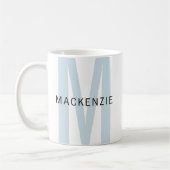 Personalisierter Himmelblauer Monogramm-Becher als Kaffeetasse (Links)