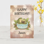 Personalisierter Hintergrund 1 Mossy the Toad Karte (Gelbe Blume)