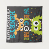 Personalisierter Hintergrund der Monster-Geburtsta Wandteppich (Vorderseite (Horizontal))