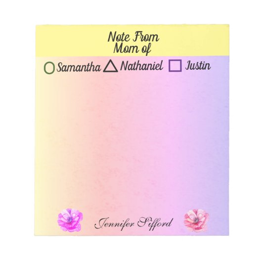 Personalisierter Hinweis aus der Mama von Notepad Notizblock (Vorderseite)