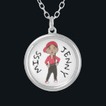 Personalisierter Hip Hop Tance-Lehrer Hiphop-Klass Versilberte Kette<br><div class="desc">Das Design zeigt eine originelle Marker-Illustration eines Hip Hop Tänzers in einer roten Jacke, Baseballhut und Hip-Hop-Tänzer. Ideal für Tänzer, Tanzlehrer oder Studiobesitzer! Sehen Sie nicht, wonach Sie suchen? Brauchen Sie Hilfe bei der Anpassung? Klicken Sie auf "Kontakt mit diesem Designer", um etwas für Sie erstellt zu haben! Diese Abbildung...</div>