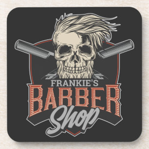 Personalisierter Hipster aus Friseursalon Skull un Getränkeuntersetzer
