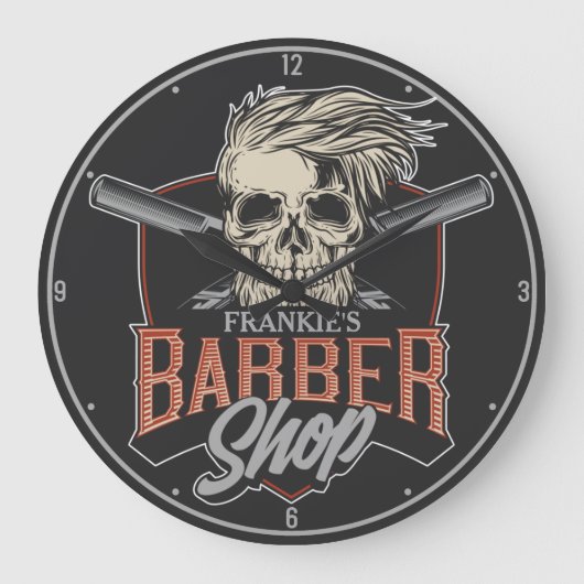 Personalisierter Hipster aus Friseursalon Skull un Große Wanduhr (Vorderseite)