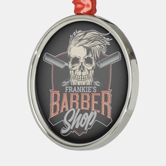 Personalisierter Hipster aus Friseursalon Skull un Ornament Aus Metall (Links)