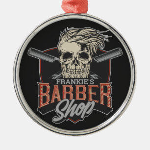 Personalisierter Hipster aus Friseursalon Skull un Ornament Aus Metall