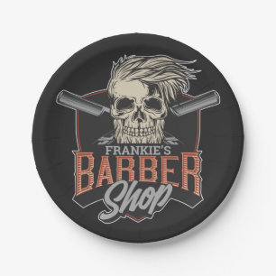 Personalisierter Hipster aus Friseursalon Skull un Pappteller