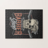 Personalisierter Hipster aus Friseursalon Skull un Puzzle (Horizontal)