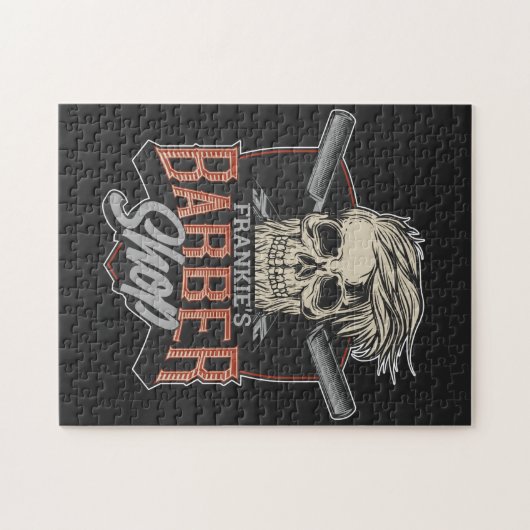 Personalisierter Hipster aus Friseursalon Skull un Puzzle (Horizontal)