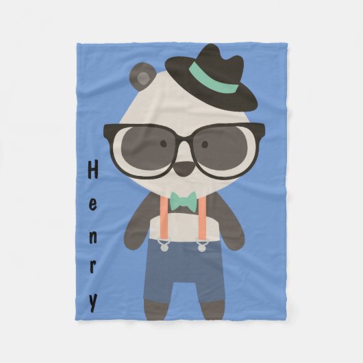 Personalisierter Hipster Cool Panda Bear Baby Fleecedecke (Vorderseite)