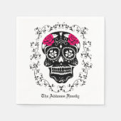 Personalisierter Hipster Schwarz/Rosa Zuckerschäde Serviette (Vorderseite)