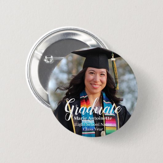 Personalisierter Hochschulabschluss Modernes Foto Button (Vorne & Hinten)