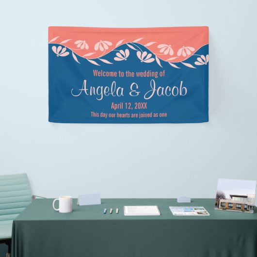 Personalisierter Hochzeitbanner Korallenblume Banner (Messeveranstaltung)