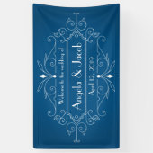 Personalisierter Hochzeitbanner Vintag Marine Blue Banner (Vertikal)