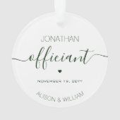 Personalisierter Hochzeitoffizier, dunkelgrüner Te Ornament (Rückseite)