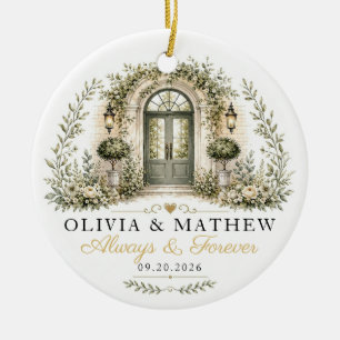 Personalisierter Hochzeits-Andenken-Schmuck Keramik Ornament