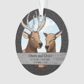 Personalisierter Hochzeits-Jahrestag, Elch-Paar Ornament (Vorderseite)
