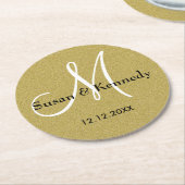 Personalisierter Hochzeits-Monogramm-GoldGlitzer Runder Pappuntersetzer (Angewinkelt)
