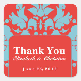 Personalisierter Hochzeits-oder Ereignis-Aufkleber Quadratischer Aufkleber