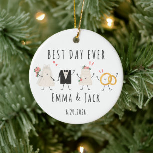 Personalisierter Hochzeits-Schmuck 'Bester Tag übe Keramik Ornament