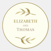 personalisierter Hochzeitsaufkleber für Elfenbein Runder Aufkleber (Vorderseite)