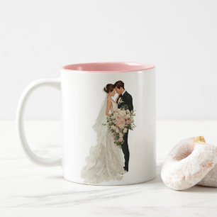 Personalisierter Hochzeitsbecher für Paare Benut Zweifarbige Tasse