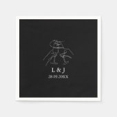 Personalisierter Hochzeitscocktail mit Schwarz-Min Serviette (Vorderseite)