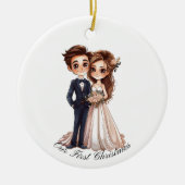 Personalisierter Hochzeitscouch, unser erstes Weih Keramik Ornament (Vorne)