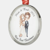 Personalisierter Hochzeitscouch, unser erstes Weih Ornament Aus Metall (Links)