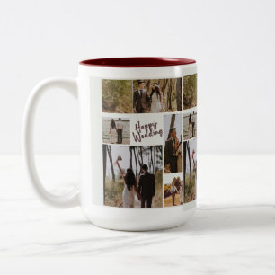 Personalisierter Hochzeitsfoto-Collage-Becher  Zweifarbige Tasse
