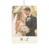 Personalisierter Hochzeitsfoto mit Initialen Autolufterfrischer (Vorderseite)