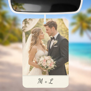 Personalisierter Hochzeitsfoto mit Initialen  Autolufterfrischer