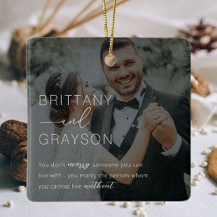 Personalisierter Hochzeitsfoto-Weihnachten Keramikornament