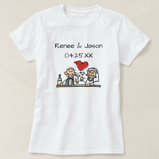 Personalisierter Hochzeitsheim - Ehepaar Datum T-Shirt (Design vorne)