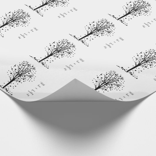 Personalisierter Hochzeitsherzbaum Geschenkpapier (Ecke)