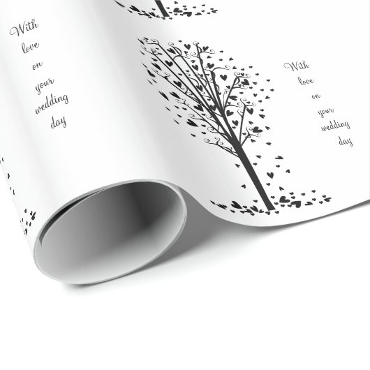 Personalisierter Hochzeitsherzbaum Geschenkpapier (Rolleneckpunkt)