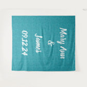 Personalisierter Hochzeitshintergrund Aquamarin gr Wandteppich (Vorderseite (Horizontal))