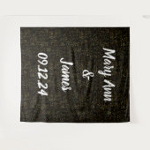 Personalisierter Hochzeitshintergrund Schwarze gol Wandteppich (Vorderseite (Horizontal))