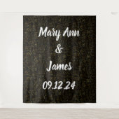 Personalisierter Hochzeitshintergrund Schwarze gol Wandteppich (Vorderseite)