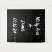 Personalisierter Hochzeitshintergrund Schwarze gol Wandteppich (Vorderseite (Horizontal))