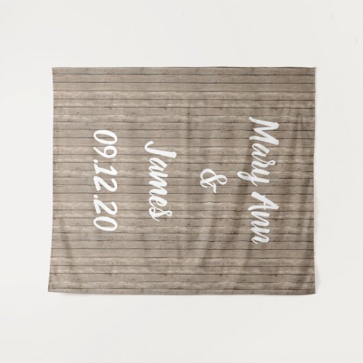 Personalisierter Hochzeitshintergrund Wandteppich (Vorderseite (Horizontal))