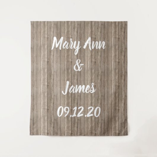 Personalisierter Hochzeitshintergrund Wandteppich (Vorderseite)