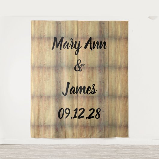 Personalisierter Hochzeitshintergrund Wandteppich (Vorderseite)