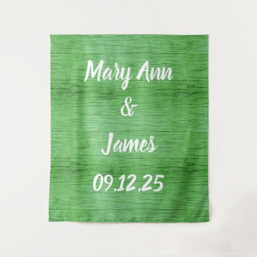 Personalisierter Hochzeitshintergrund Wandteppich (Vorderseite)