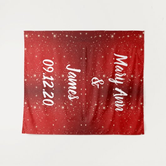 Personalisierter Hochzeitshintergrund Wandteppich (Vorderseite (Horizontal))