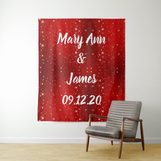 Personalisierter Hochzeitshintergrund Wandteppich (Beispiel)