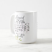 Personalisierter Hochzeitskalender Datum 1. Hochze Kaffeetasse (Vorderseite Links)