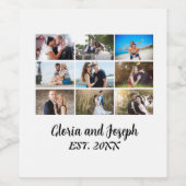Personalisierter Hochzeitstag 9 FotoCollage Weinetikett (Einzelnes Label)