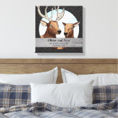 Personalisierter Hochzeitstag, Elchpaare Leinwanddruck (Insitu (Schlafzimmer))